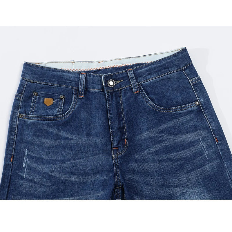 KSTUN Jeans Men Summer 2021 Blue Slim Straight Denim Pants Casual Fashion Men's Trousers Full Length Cowboys Male Jeans Hombre