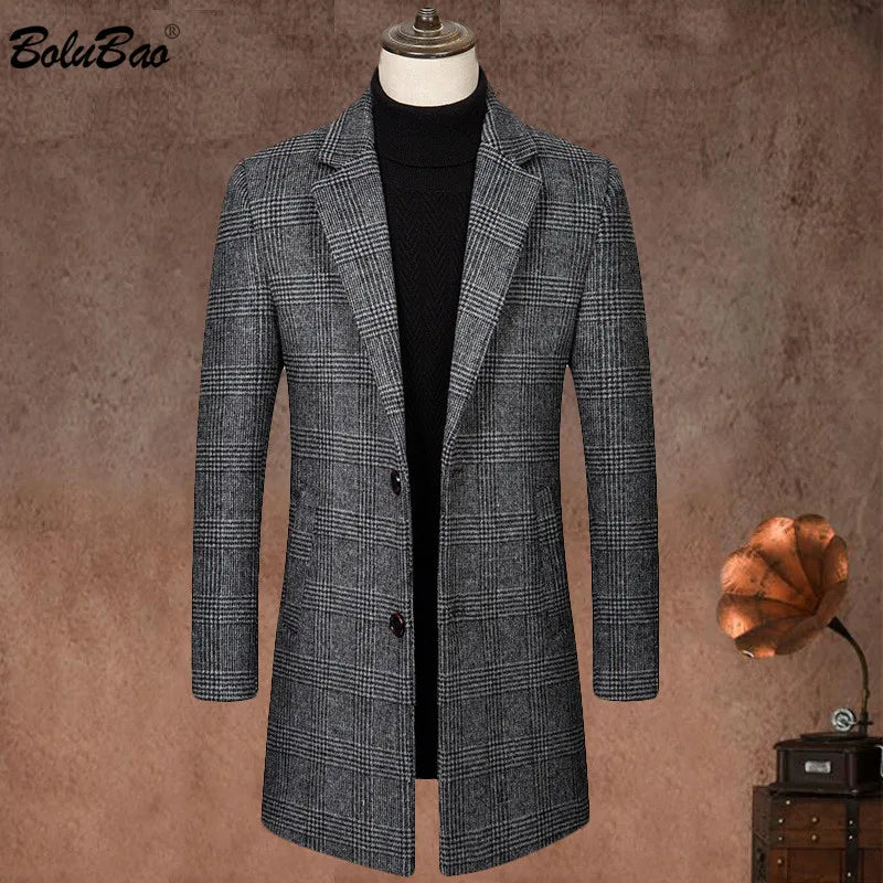 BOLUBAO New Winter Men Wool Blends Coats Quality Brand Men's Fashion Casual Long Section Overcoat Thick Warm Wool Coat Male