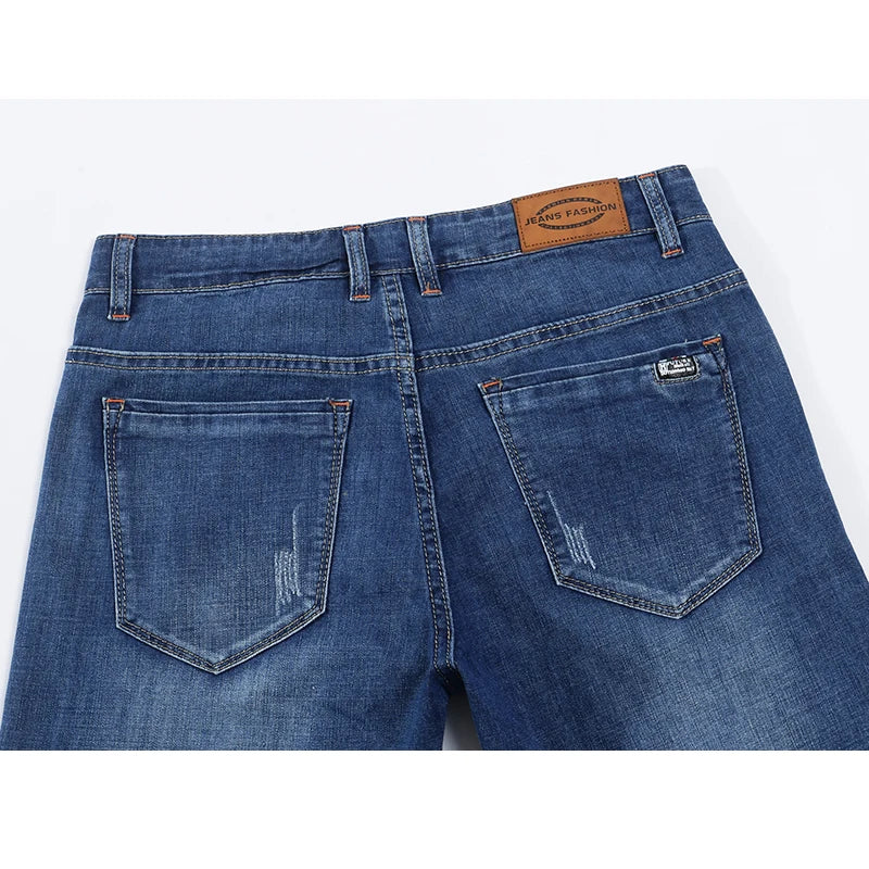 KSTUN Jeans Men Summer 2021 Blue Slim Straight Denim Pants Casual Fashion Men's Trousers Full Length Cowboys Male Jeans Hombre