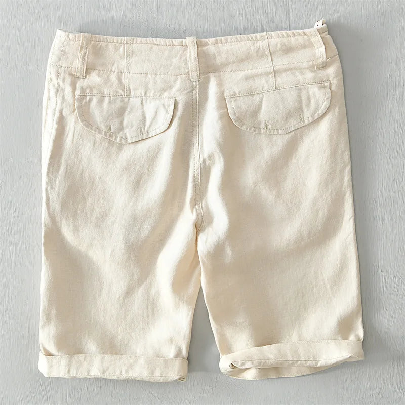 Summer New Fashion Casual shorts for men clothitng Thin 100% Linen Loose Breathable Beach Pants B1921