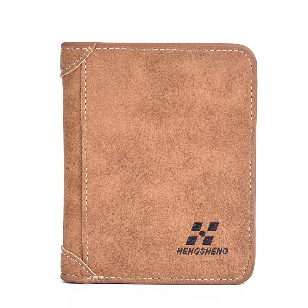 New Men's Wallet Short Frosted Leather Wallet Retro Two Fold Vertical Wallet Youth Korean Multi-Card Wallet 2022 Luxury Wallet