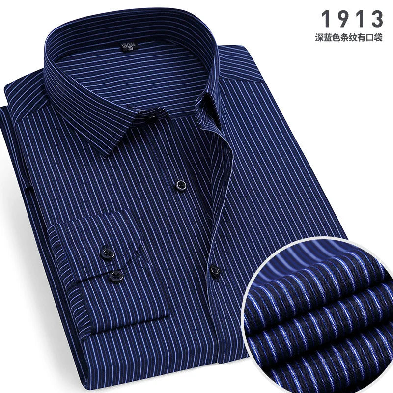 Men's cotton shirt no-iron business Solid color casual twill fashion long sleeve social office high quality business formal wear