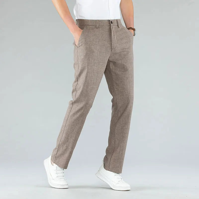 2024 New Ultra-thin Men's Fashion Pants Summer Business Breathable Linen Comfortable Male Casual Straight Trousers