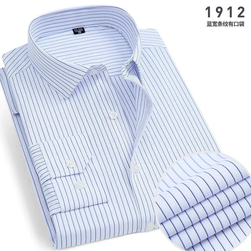 Men's cotton shirt no-iron business Solid color casual twill fashion long sleeve social office high quality business formal wear