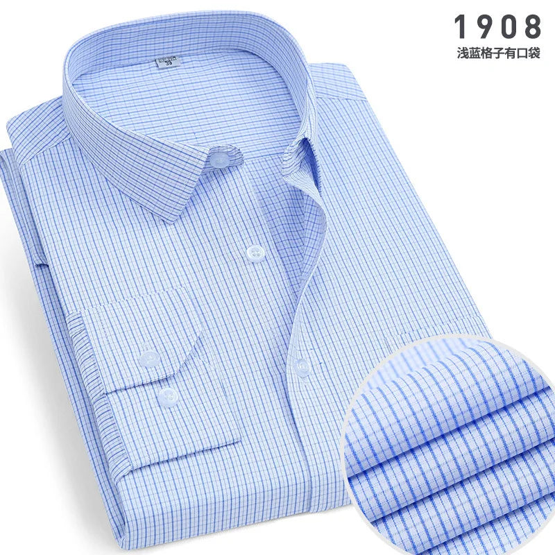 Men's cotton shirt no-iron business Solid color casual twill fashion long sleeve social office high quality business formal wear