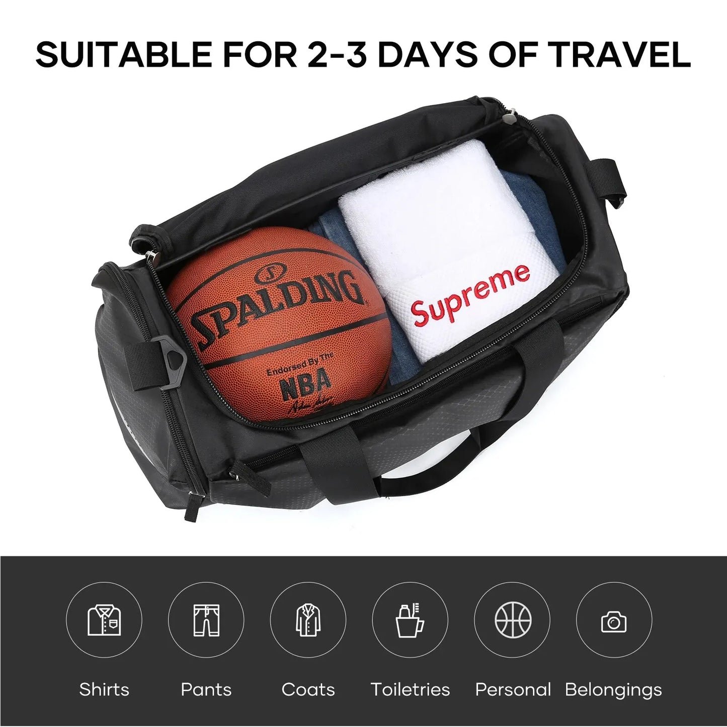 Likros Gym Duffle Bag for Men 30L Waterproof Sports Bag Travel Duffel with Shoe Compartment Large Weekender Overnight Duffel Bag
