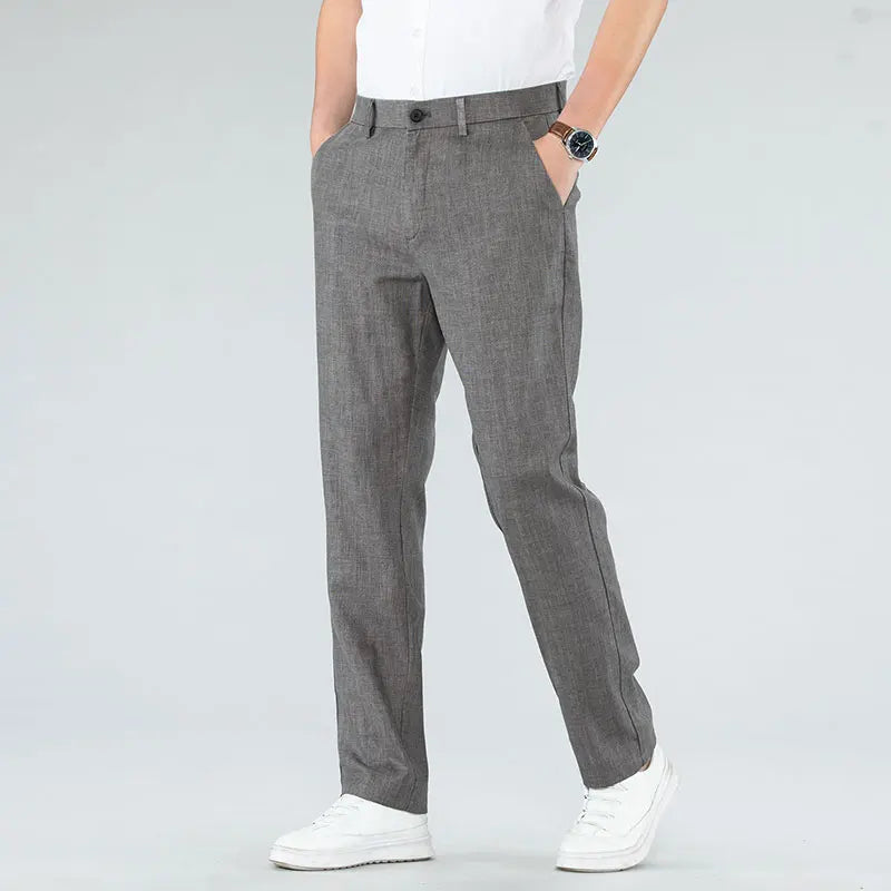 2024 New Ultra-thin Men's Fashion Pants Summer Business Breathable Linen Comfortable Male Casual Straight Trousers