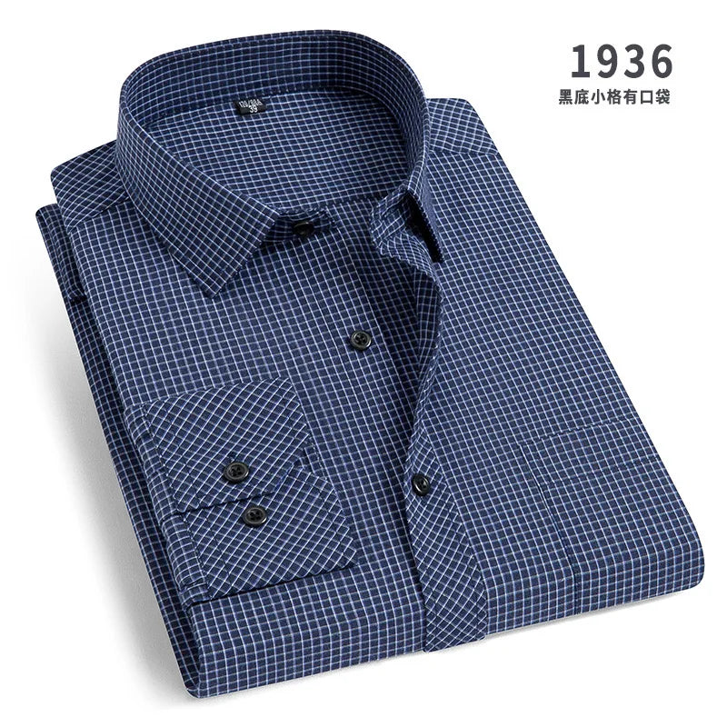 Men's cotton shirt no-iron business Solid color casual twill fashion long sleeve social office high quality business formal wear