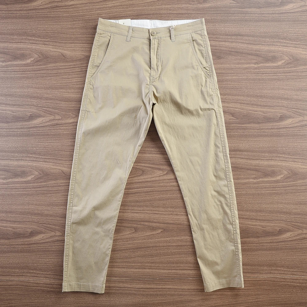2024 Summer New American Retro Thin Micro Elasticity Casual Pants Men's Simple 97% Cotton Slim CHINO Business Straight Trousers