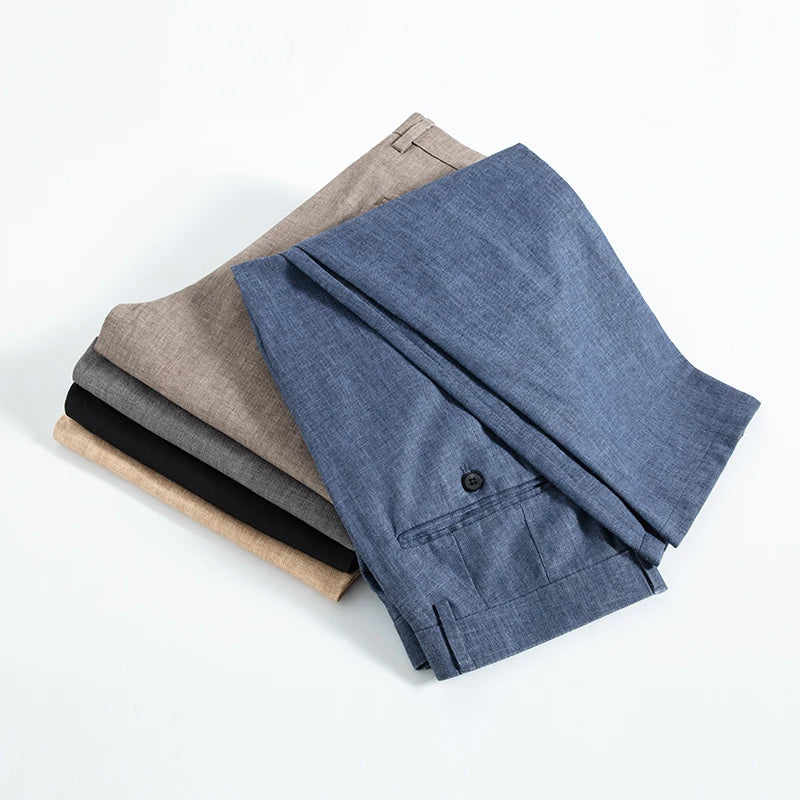 2024 New Ultra-thin Men's Fashion Pants Summer Business Breathable Linen Comfortable Male Casual Straight Trousers