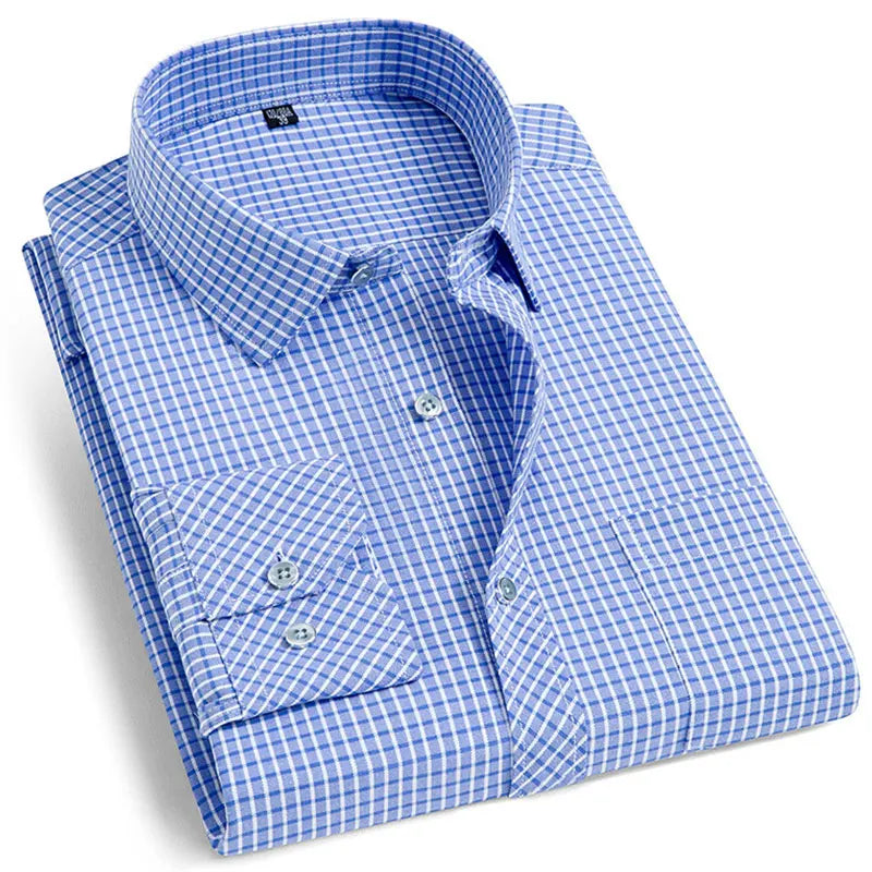 Men's cotton shirt no-iron business Solid color casual twill fashion long sleeve social office high quality business formal wear