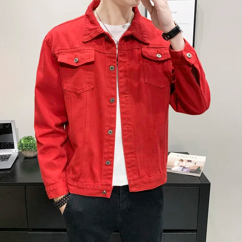 Spring Autumn Denim Jacket Men Clothing Korea Cowboy Simple Tops Men's Leisure Bomber Jacket Casual Slim Jeans Coat