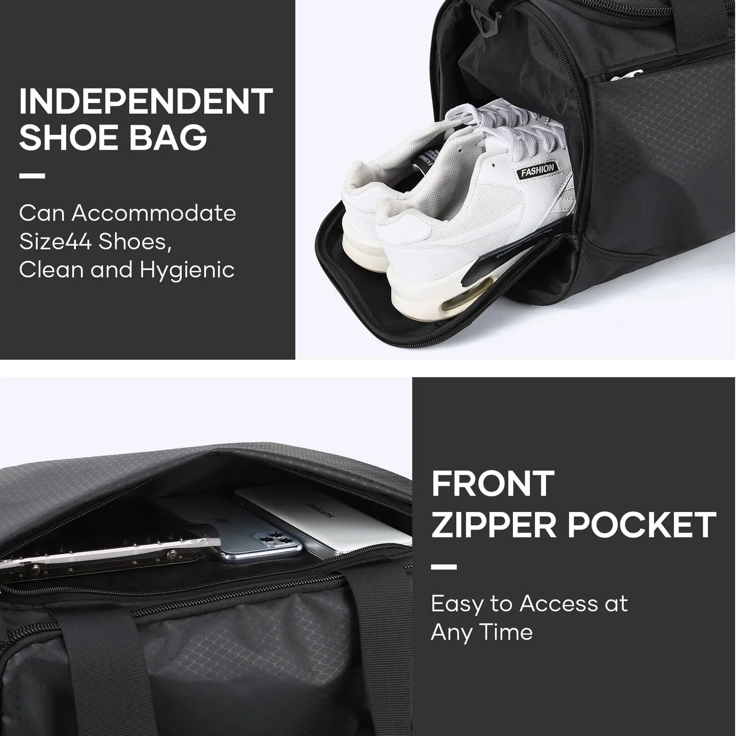 Likros Gym Duffle Bag for Men 30L Waterproof Sports Bag Travel Duffel with Shoe Compartment Large Weekender Overnight Duffel Bag