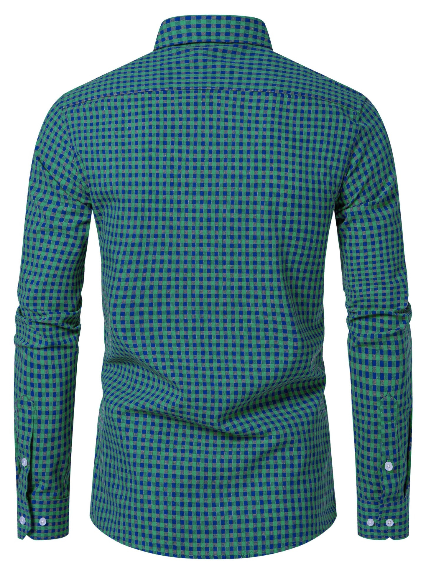 Spring And Fall Pure Cotton Plaid Dress Shirt For Men, Long Sleeve Buttoned Lapel Collar Business Shirt For Formal Occasions