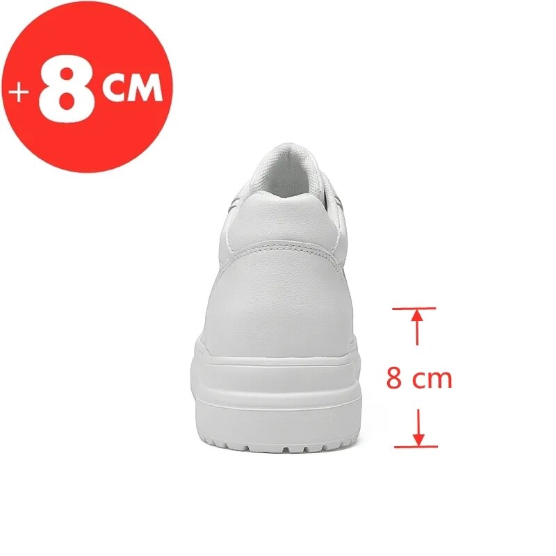 Lift Sneakers Man Elevator Shoes Height Increase Insole 8cm White Black Taller Shoes Men Leisure Fashion Sports Plus Size 36-44