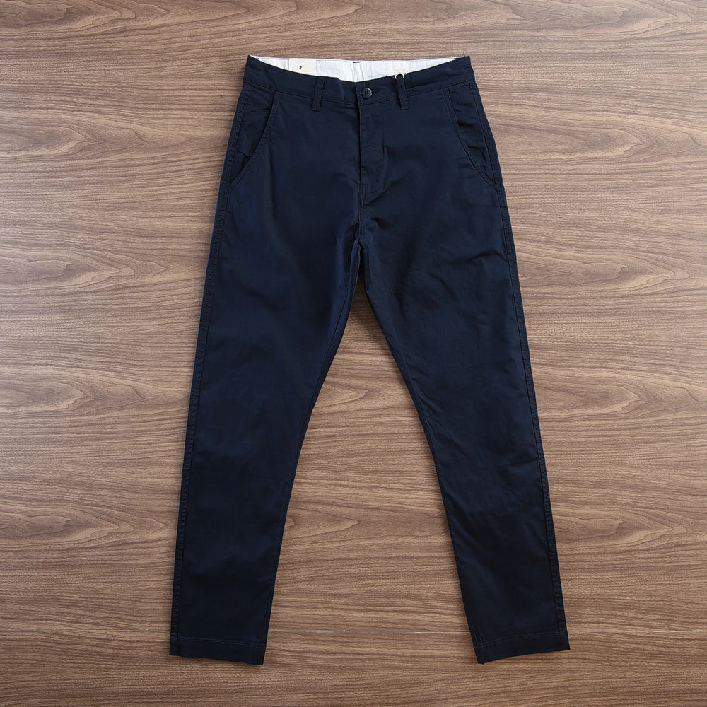 2024 Summer New American Retro Thin Micro Elasticity Casual Pants Men's Simple 97% Cotton Slim CHINO Business Straight Trousers