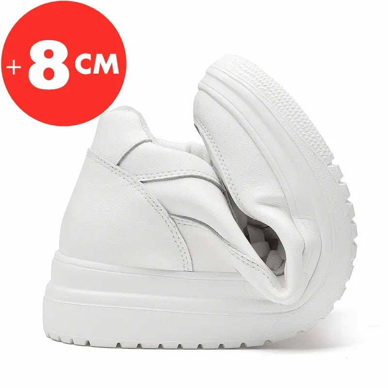 Lift Sneakers Man Elevator Shoes Height Increase Insole 8cm White Black Taller Shoes Men Leisure Fashion Sports Plus Size 36-44