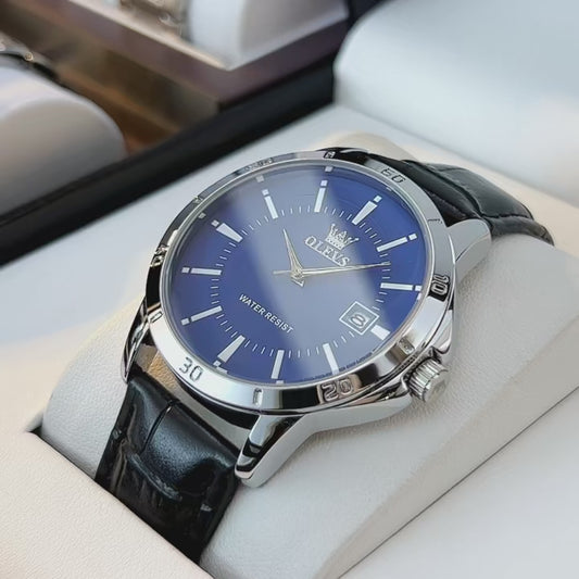 OLEVS Simplicity Fashion Quartz Watch for Men Leather Strap Waterproof Watches Classic Business Men's Wristwatch Exclusive New